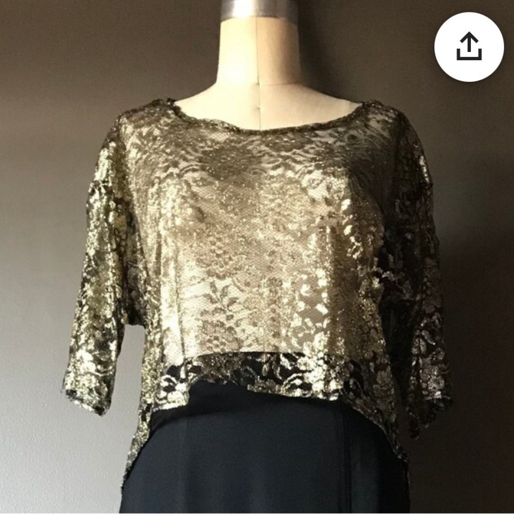 Stoplight Vintage 80s Lace Crop Fish Tail Top / Hi Lo Blouse /